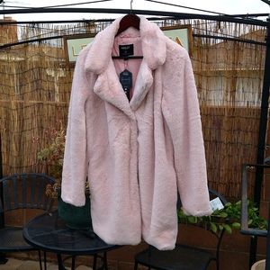 Ashley by 26 International Blush pink faux fur lined coat